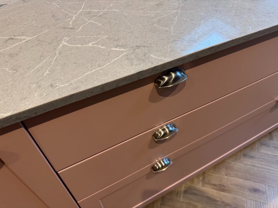 After repair: restored island edge Island worktop edge after repair.