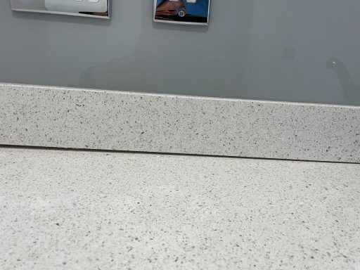 Quartz worktop upstand still attached to the wall but the worktop had dropped underneath causing the gap on the worktop.