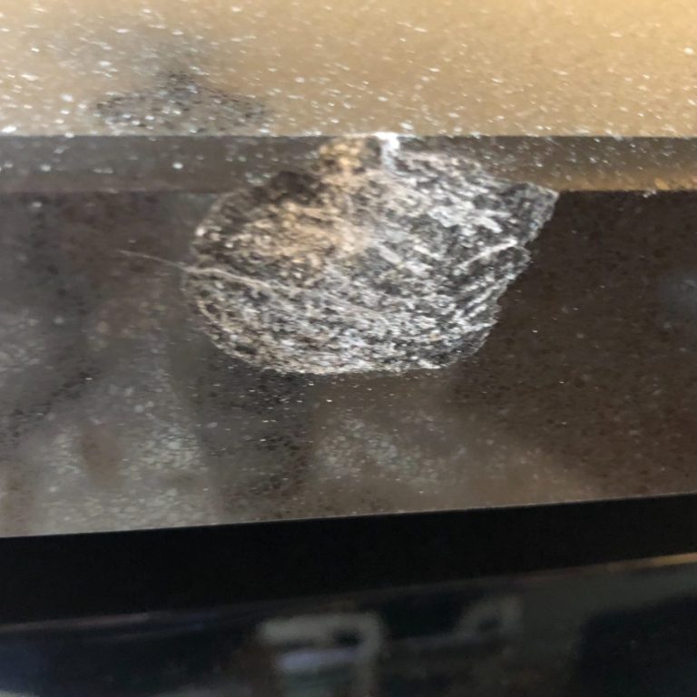 A close-up of a chipped edge 