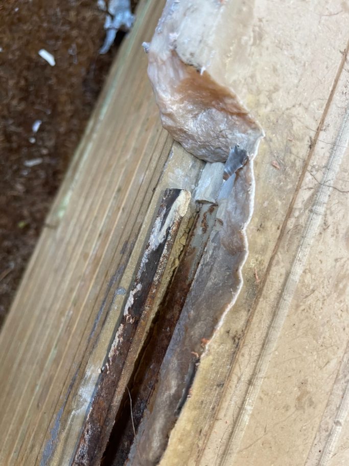 Before repair: fractured stone entrance steps Hotel entrance steps damaged.