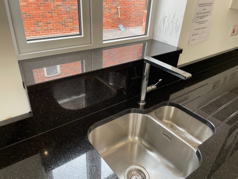 Polished black quartz worktop in Aspley finished sparkley black quartz worktop in aspley huddersfield