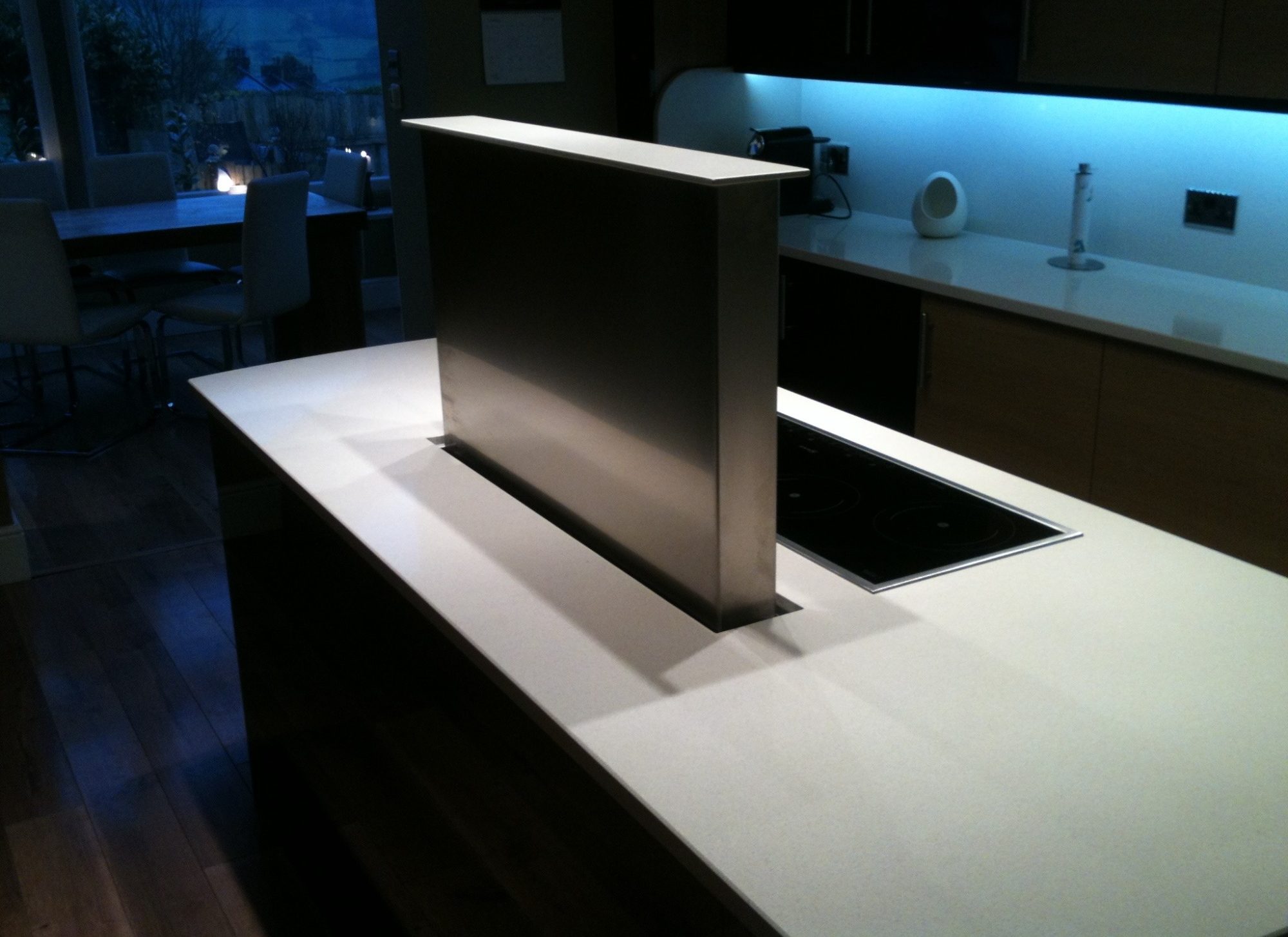  Quartz island bar fitted in harrogate leeds. Hob cut out made bigger for a new hob which was larger than the existing hob.