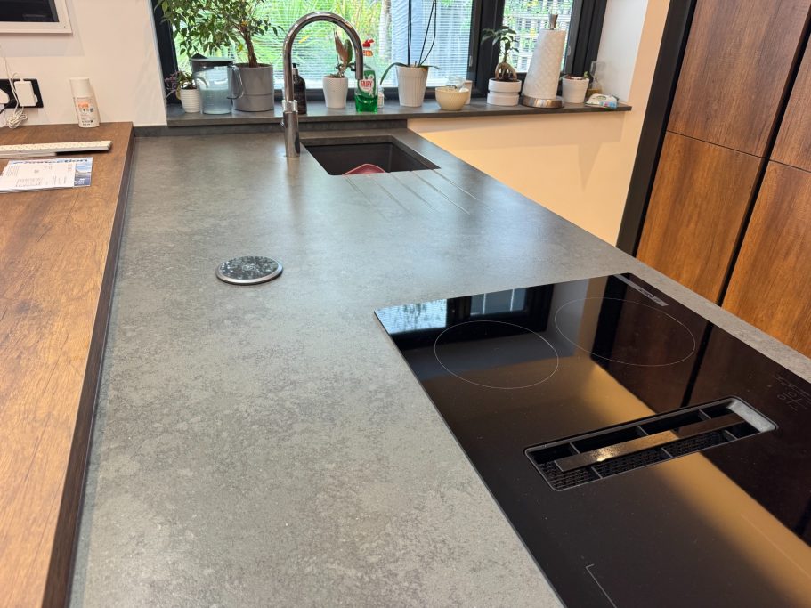 After restoration: repolished granite island This island bar picture is showing the burnt circle Mark removed from the granite worktop.
