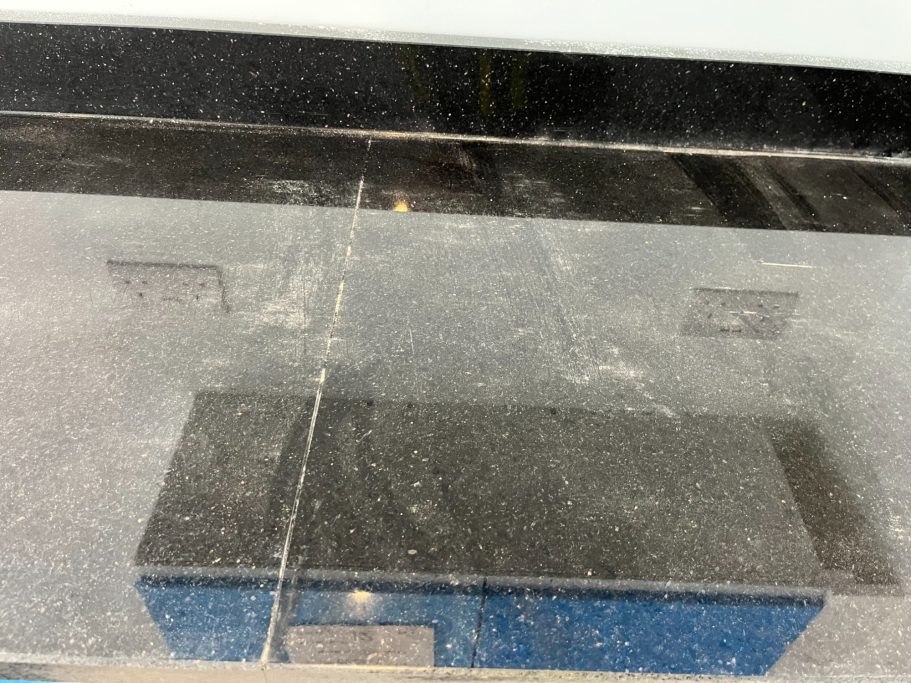 Before restoration: dull black granite Black granite needs repairing, surface dull and scratched. Joints need resealing and siliconeing. Granite repared in leeds.
