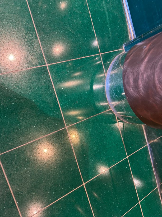 Green quartz floor tile in Kirkburton Green sparkle quartz floor tile in public house in huddersfield , Kirkburton.