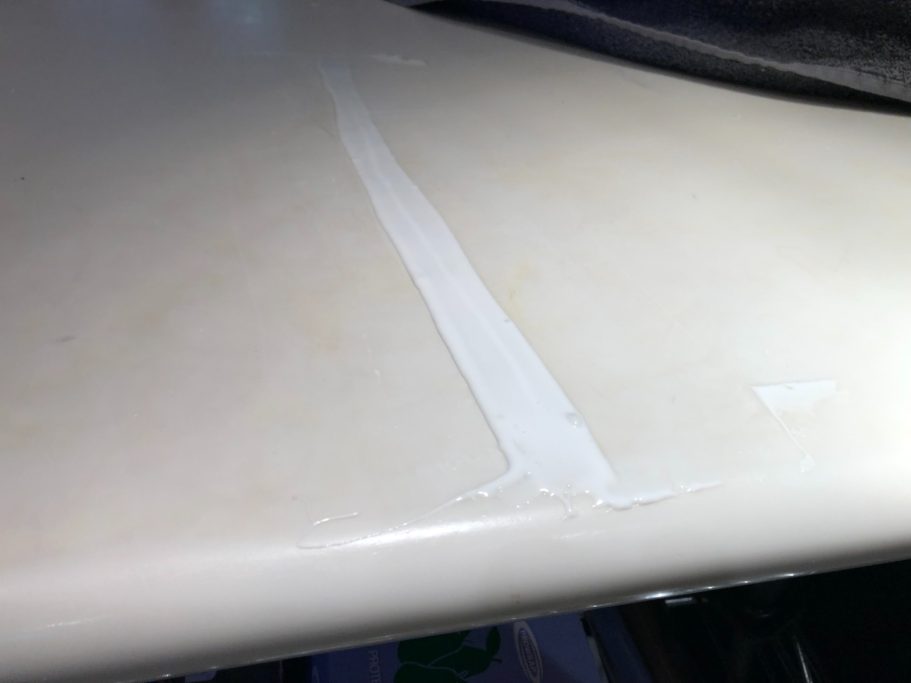 Corian crack during resin repair colour match resin corian surface