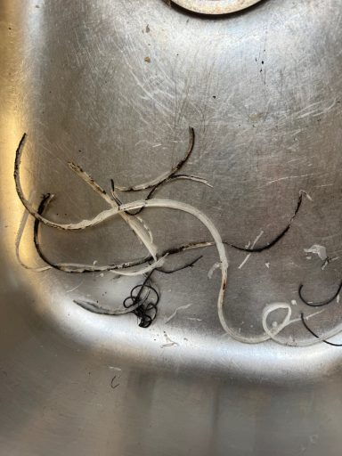 Silicone removed at joint. Kitchen sink silicone had perished with age , needed re silicneing and sealing.